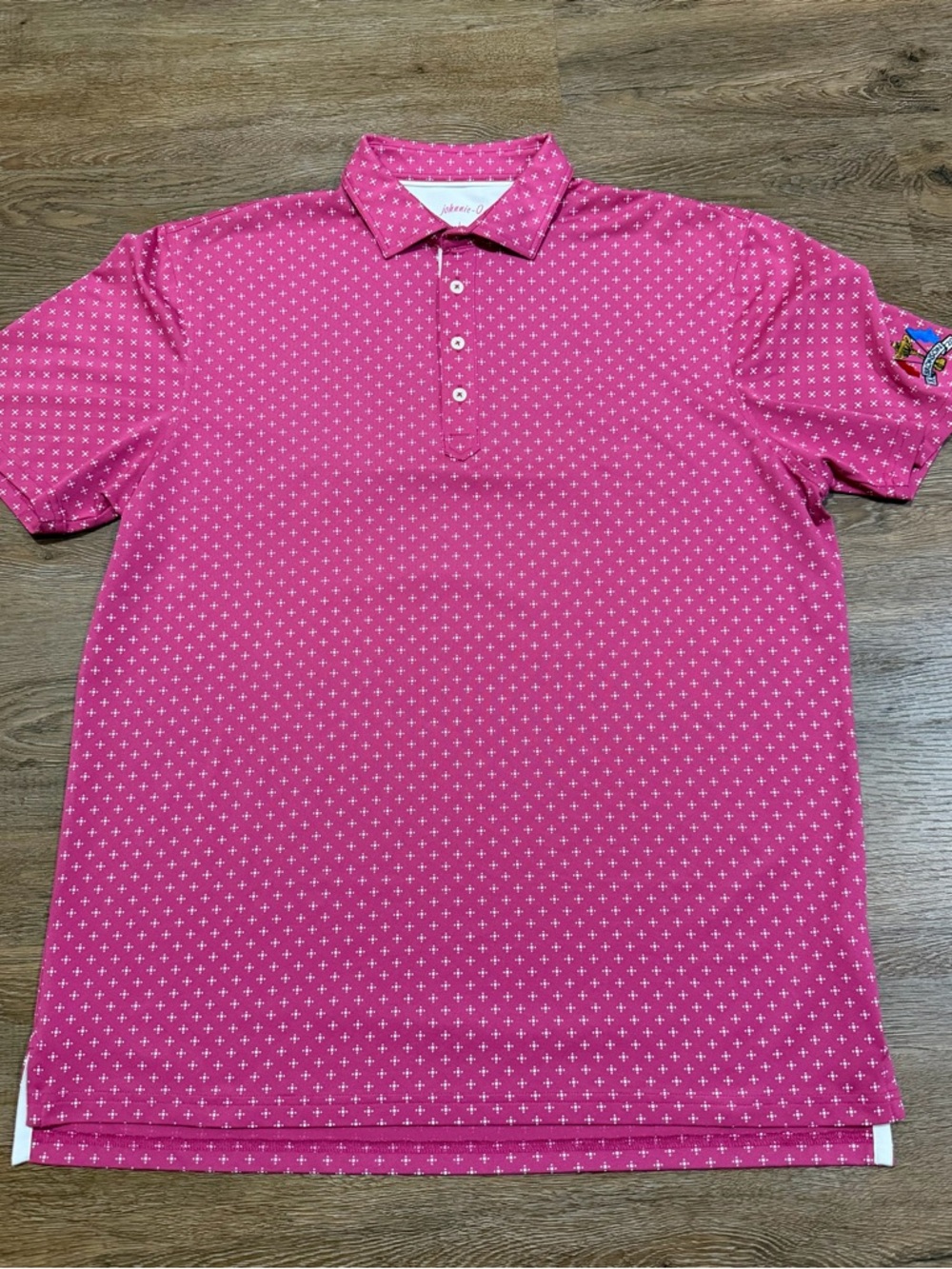 Johnnie-O Men's Pink Patterned Polo Shirt